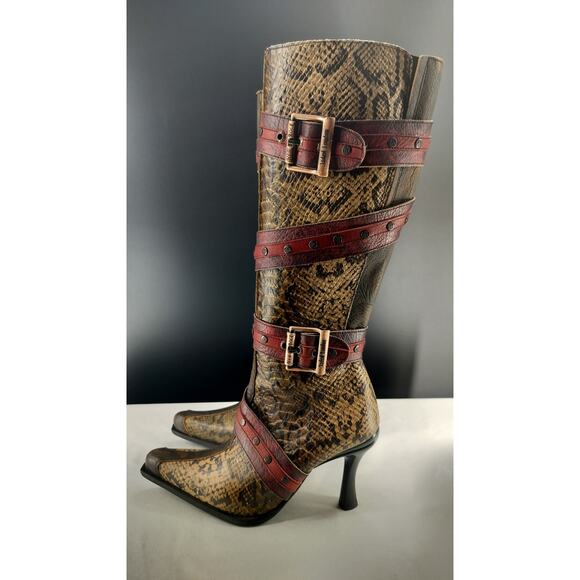 Jaded Poison Brown Leather knee-high boots - Picture 5 of 10